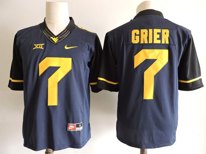 Men West Virginia Mountaineers #7 Grier Drak Blue Nike 2025 NCAA Jersey->ncaa teams->NCAA Jersey